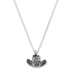 Chaco Canyon Sterling Silver Stamped Cowboy Hat  Necklace, 18"
