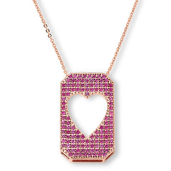 Colleen Lopez Sterling Silver Pink Sapphire Heart Tag Pendant Necklace, 20"