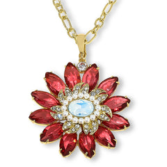 Heidi Daus "In Vogue" Glass & Crystal Flower Pendant Necklace 30"