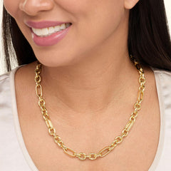 Bellezza Bronze Hammered & Polished Oval /Paperclip Chain Necklace, 20"