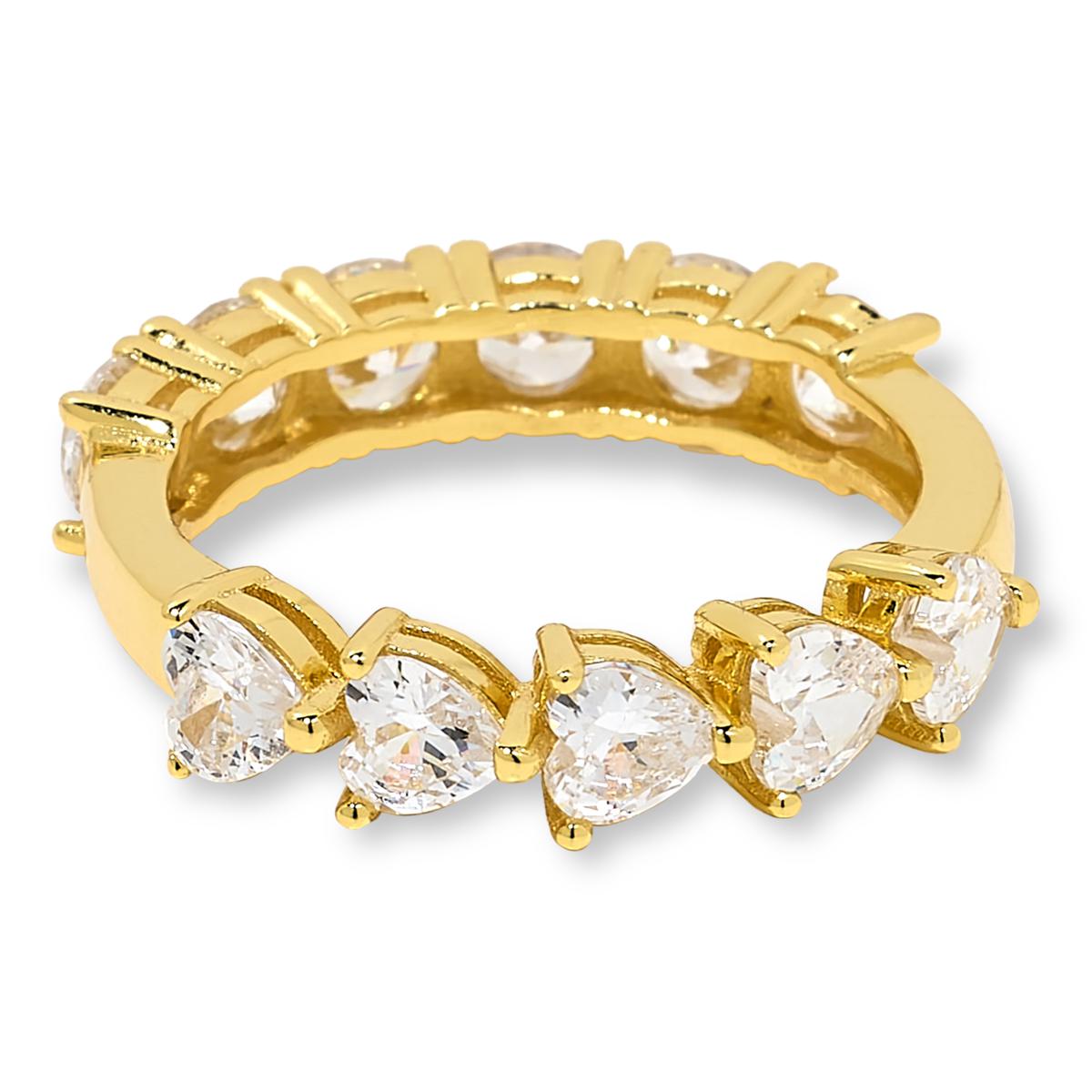 Absolute Sterling Silver Goldtone 1/2 & 1/2 "Heart" Comfort Band Eternity Ring, Size 10