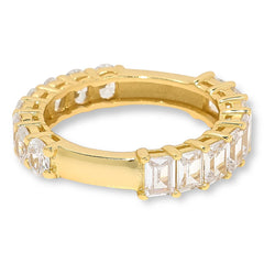 Absolute Sterling Silver Goldtone 1/2 &1/2 Comfort Band Eternity Ring, Size 8