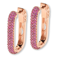 Colleen Lopez Sterling Silver Pink Sapphire Paperclip Hoop Earrings