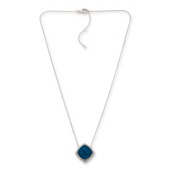 Colleen Lopez Sterling Silver Apatite Doublet & White Zircon Cushion Drop Necklace, 20"