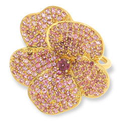 Rarities Sterling Silver Goldclad Pink Tourmaline Flower Ring, Size 8