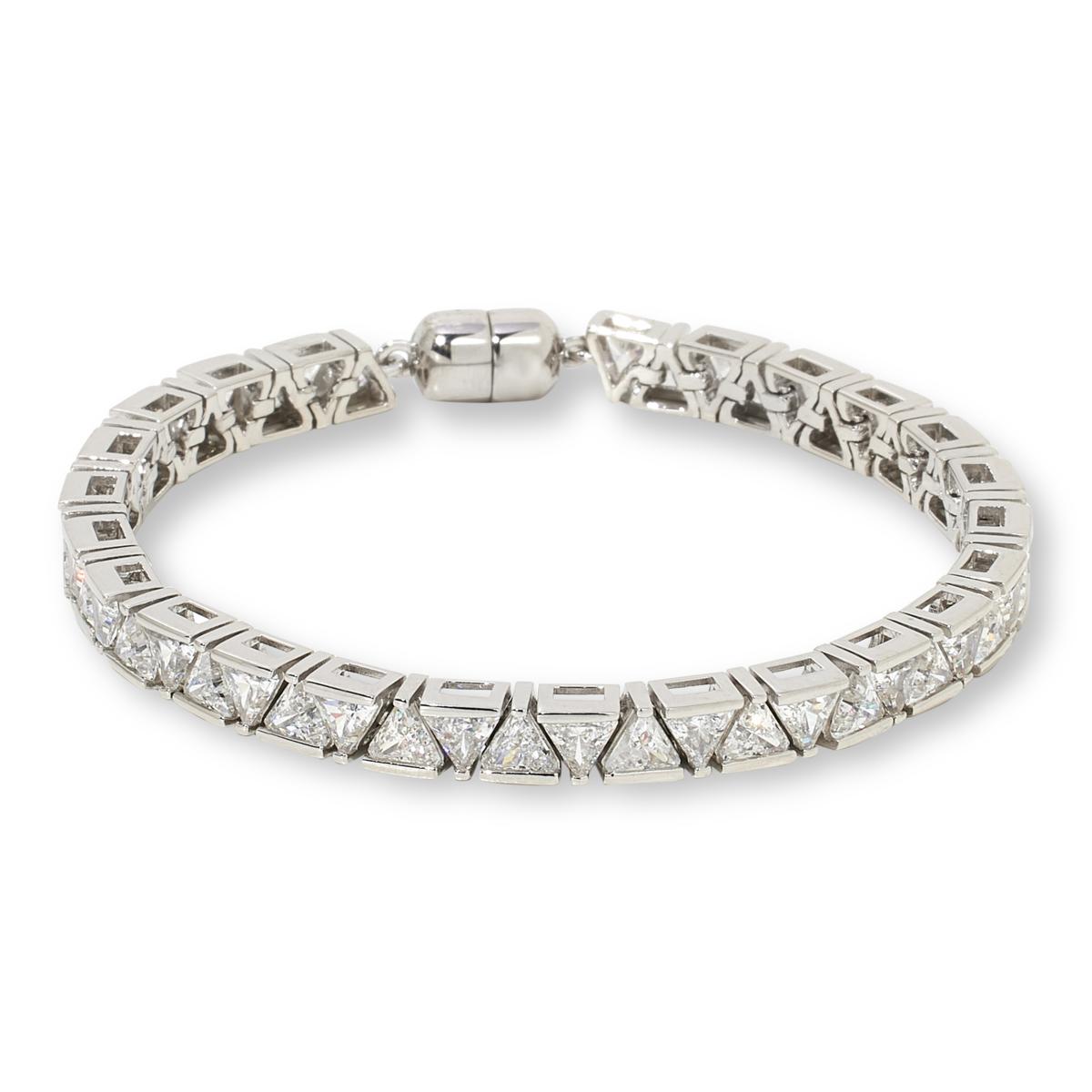 Absolute Sterling Silver Trilliant-cut Magic Magnet Clasp Line Bracelet, 7" fit