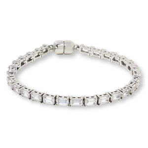 Absolute Sterling Silver Emerald Cut Magic Magnet Clasp Line Bracelet, 6-3/4"