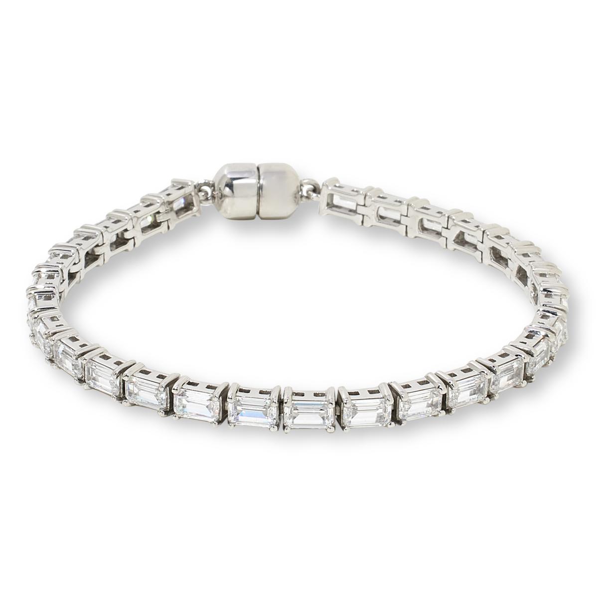 Absolute Sterling Silver Emerald Cut Magic Magnet Clasp Line Bracelet, 6-3/4"