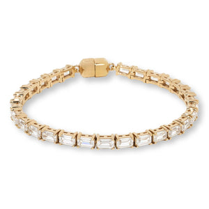 Absolute Sterling Silver Goldclad Emerald Cut Magnet Clasp Line Bracelet, 6-3/4"