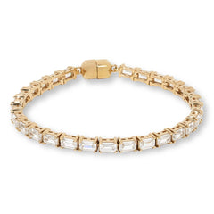 Absolute Sterling Silver Goldclad Emerald Cut Magnet Clasp Line Bracelet, 6-3/4"