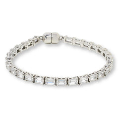 Absolute Sterling Silver Emerald Cut Magic Magnet Clasp Line Bracelet, 6-3/4"