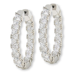 Absolute Sterling Silver Trilliant Cut Inside-Outside Hoop Earrings, 1"