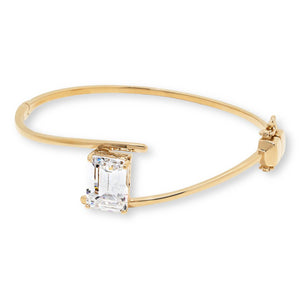 Absolute Sterling Silver 13.83ct Emerald-Cut Bypass Bangle Bracelet, 7-1/4"