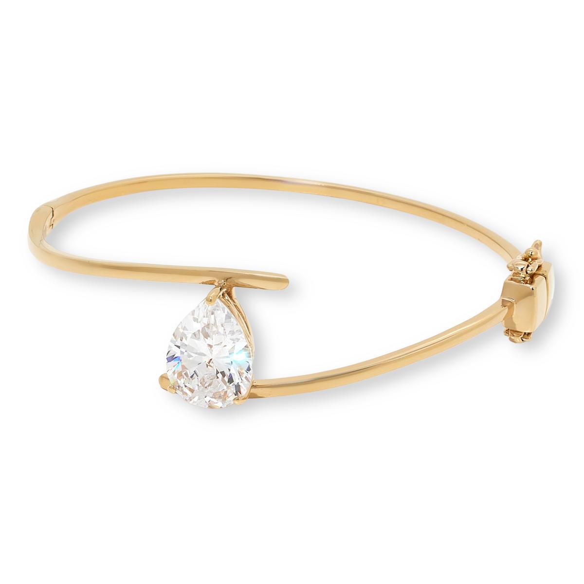 Absolute Sterling Silver Goldclad 11.27ct Pear-cut Bypass Bangle Bracelet, 7-1/4"