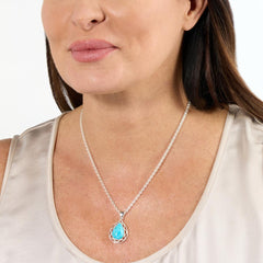 Jay King Sterling Silver Heavenly Well Lake Compressed Turquoise Pendant Necklace,
