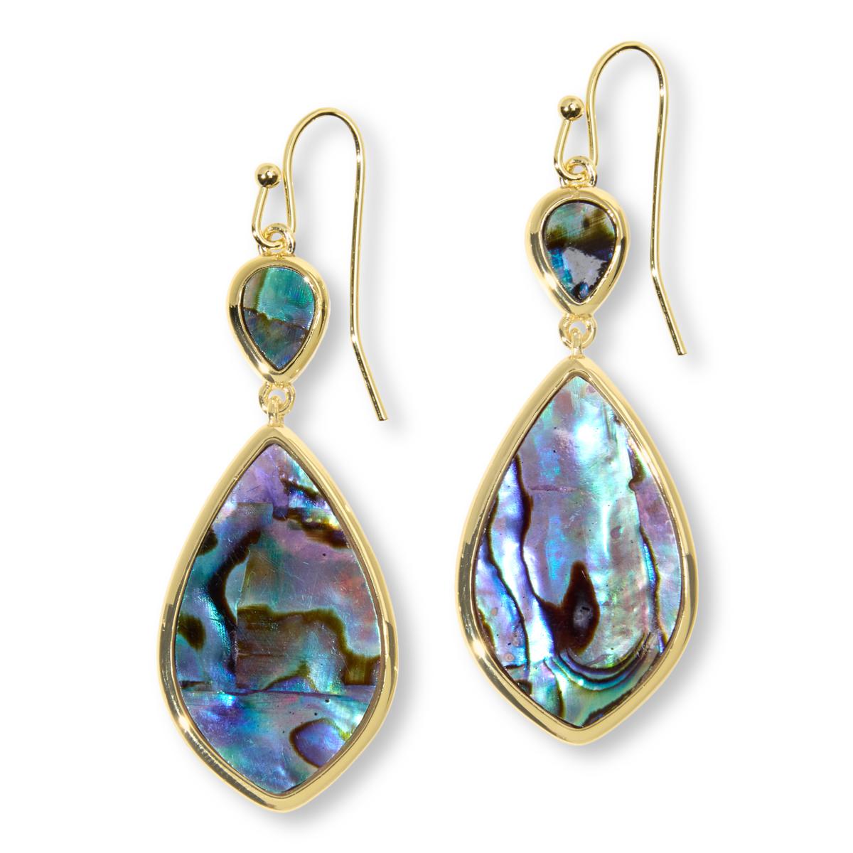 Connie Craig Carroll Goldtone Ellie Geometric Abalone Drop Earrings