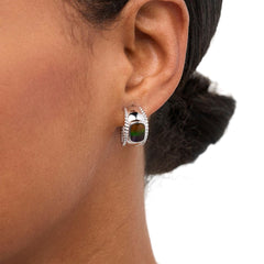 Canadian Ammolite Sterling Silver Cushion-Cut Ammolite Hoop Earrings