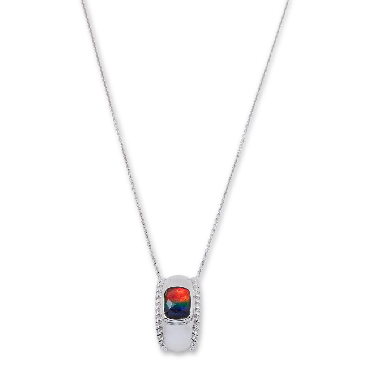 Canadian Ammolite Gems Sterling Silver Cushion-Cut Ammolite Loop Pendant Necklace, 18"