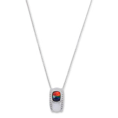 Canadian Ammolite Gems Sterling Silver Cushion-Cut Ammolite Loop Pendant Necklace, 18"