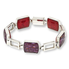 Jay King Sterling Silver Red Coral-Purple Shell Reversible Bracelet