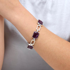 Jay King Sterling Silver Red Coral-Purple Shell Reversible Bracelet