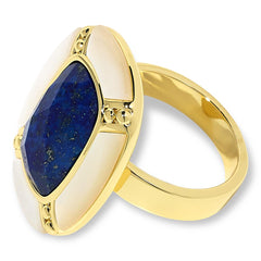 Connie Craig Carroll Goldtone Hailey Mother-of-Pearl & Lapis Ring, Size 8