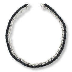 KALIFANO Black Agate & Chain-Link Layered Necklace, 20"