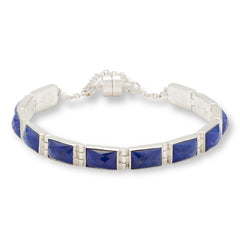 Jay King Sterling Silver Denim Lapis Line Bracelet with Magnetic Clasp