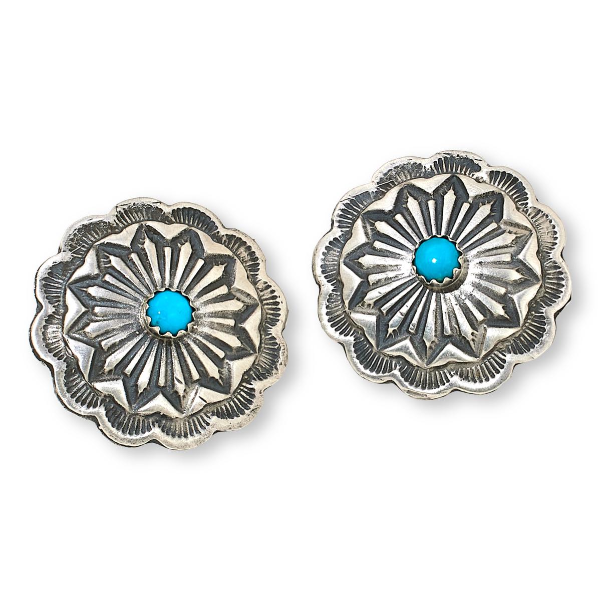 Chaco Canyon Sterling Silver Sleeping Beauty Turquoise Stud Earrings