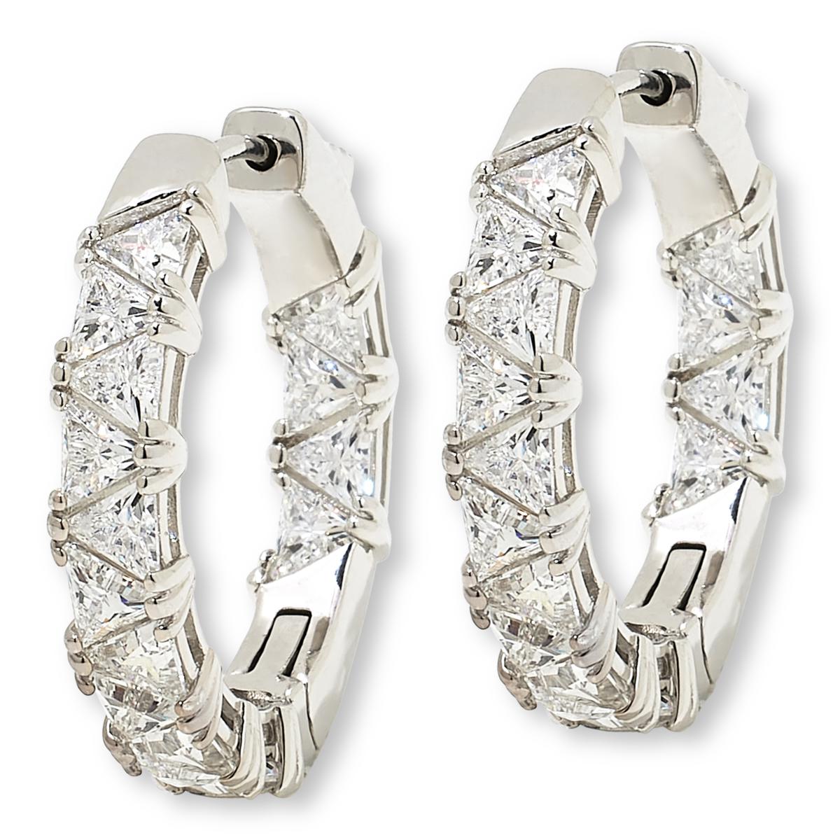 Absolute Sterling Silver Trilliant Cut 3/4" Inside-Outside Hoop Earrings