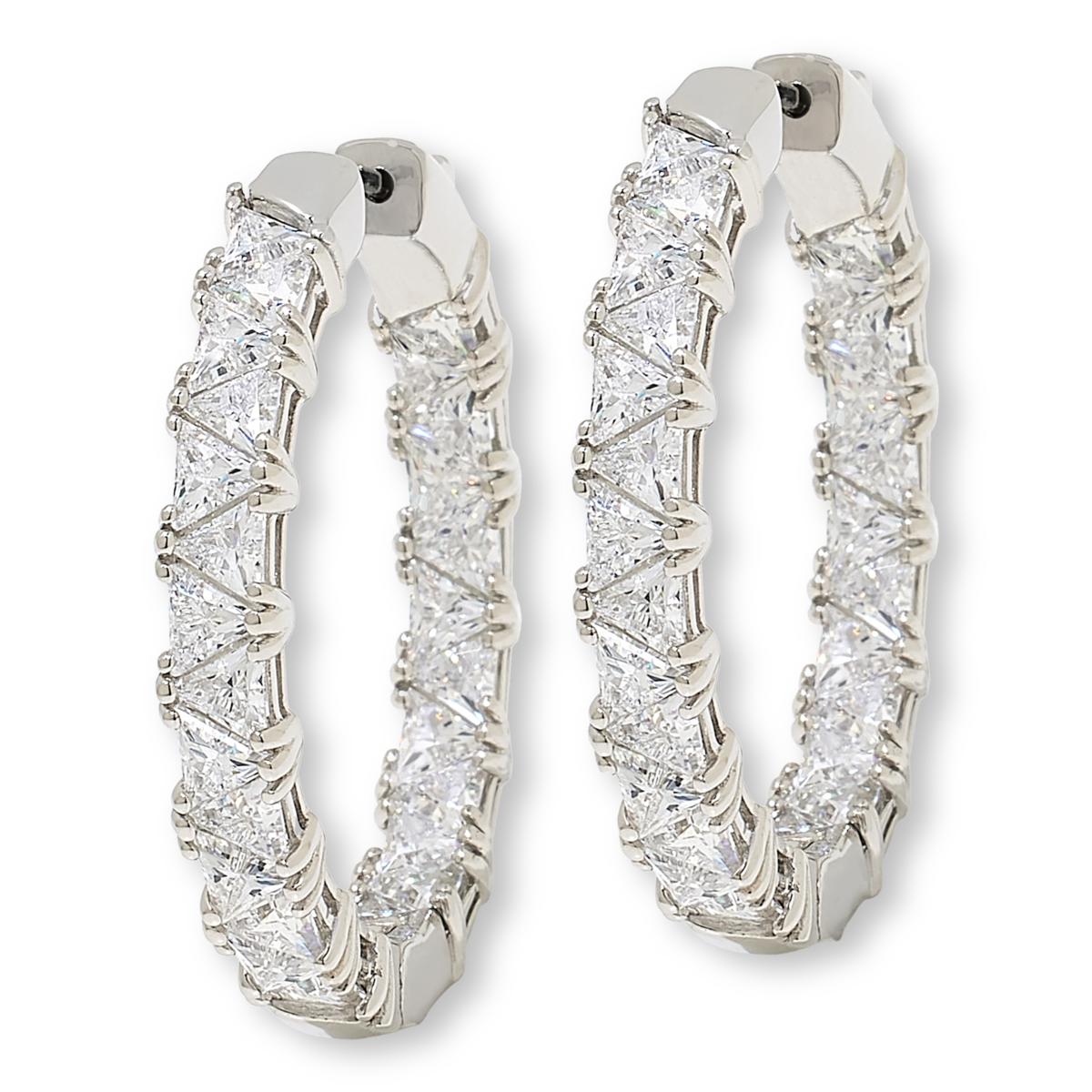 Absolute Sterling Silver Inside-Outside Trillian Cut Hoop Earrings