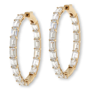 Absolute Sterling Silver Goldclad Emerald-Cut Inside-Out Hoop Earrings, 1-1/2"