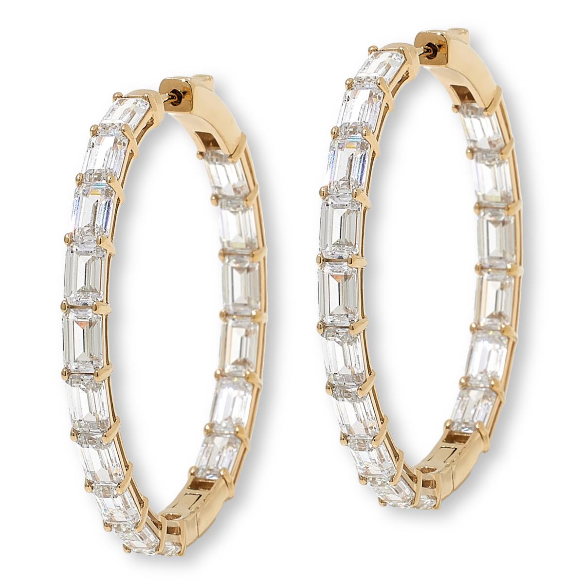 Absolute Sterling Silver Goldclad Emerald-Cut Inside-Out Hoop Earrings, 1-1/2"