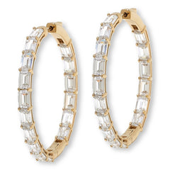 Absolute Sterling Silver Goldclad Emerald-Cut Inside-Out Hoop Earrings, 1-1/2"