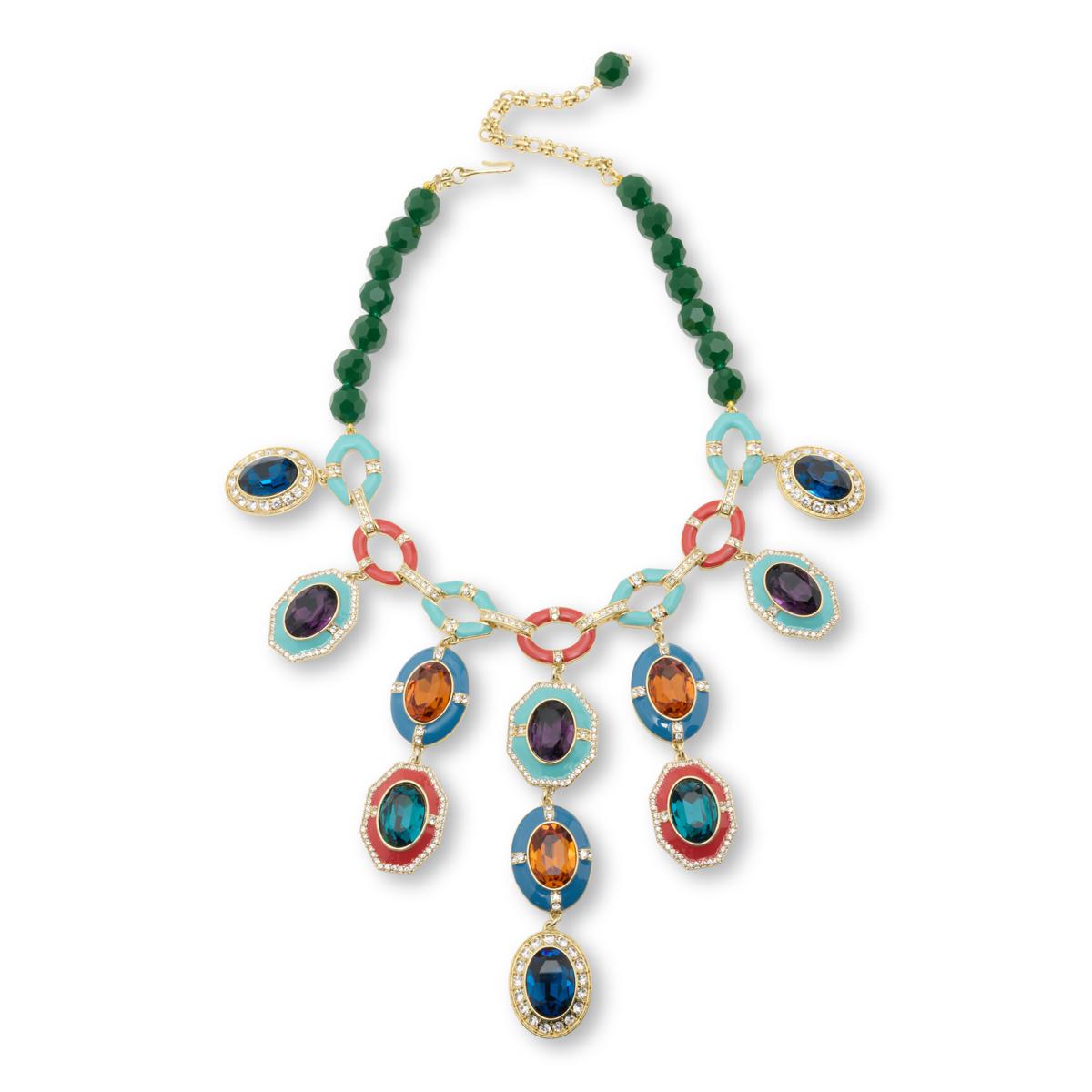 Heidi Daus "Rule the Runway" Crystal & Enamel Bib Necklace, 17"