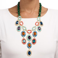 Heidi Daus "Rule the Runway" Crystal & Enamel Bib Necklace, 17"