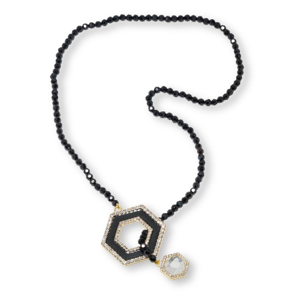 Heidi Daus Black "Hex Appeal" Crystal-Accented Beaded Lariat Necklace
