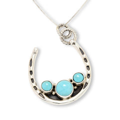 Chaco Canyon Sterling Silver Turquoise Horseshoe Pendant with Chain