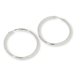 Fiorenza Sterling Silver Push-Clasp  Endless Hoop Earrings, 2"