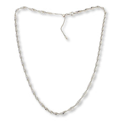 Fiorenza Sterling Silver Twisted Herringbone Adjustable Chain Necklace,  20"