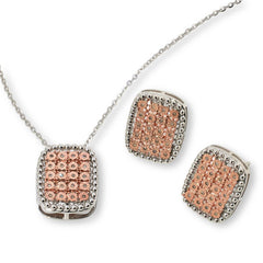 Colleen Lopez Sterling Silver Two-tone 1/5ctw Diamond Pavé Cushion Jewelry Set
