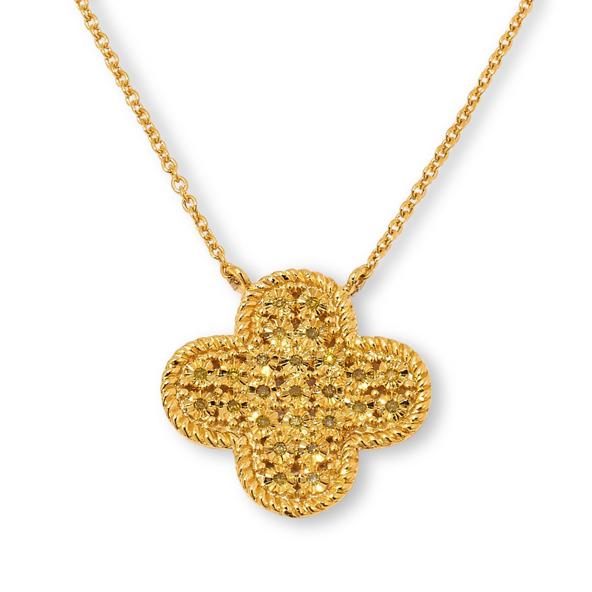 Colleen Lopez Sterling Silver Yellow Diamond Pavé Fleur Pendant Necklace, 20"
