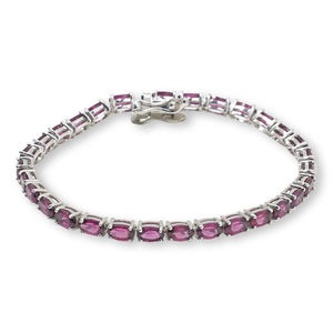 Colleen Lopez Sterling Silver Oval Garnet Gemstone Tennis Bracelet, 6-1/4"