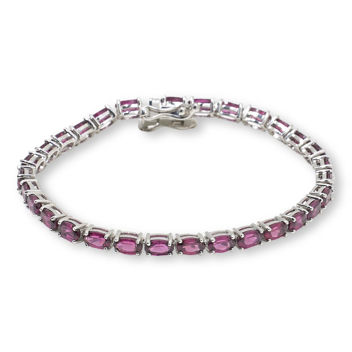 Colleen Lopez Sterling Silver Oval Garnet Gemstone Tennis Bracelet, 6-1/4"