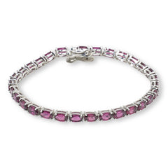 Colleen Lopez Sterling Silver Oval Garnet Gemstone Tennis Bracelet, 6-1/4"