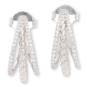 Absolute Sterling Silver .53ctw Triple-Row J-Hoop Earrings