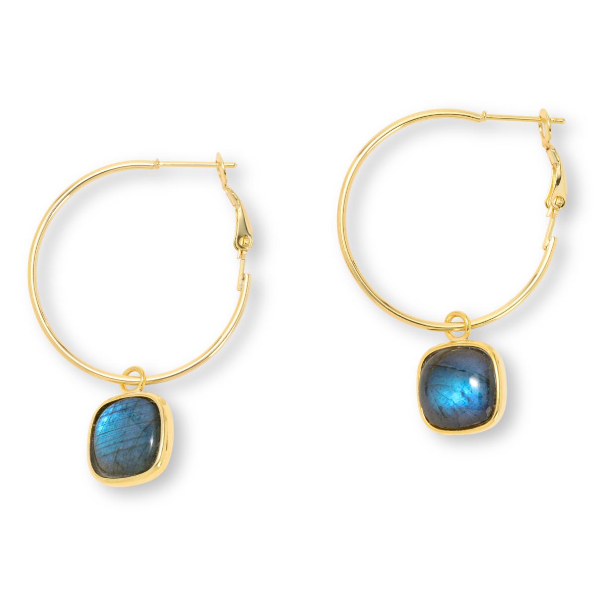 Connie Craig Carroll Jewelry Labradorite Drop Hoop Earrings