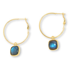 Connie Craig Carroll Jewelry Labradorite Drop Hoop Earrings