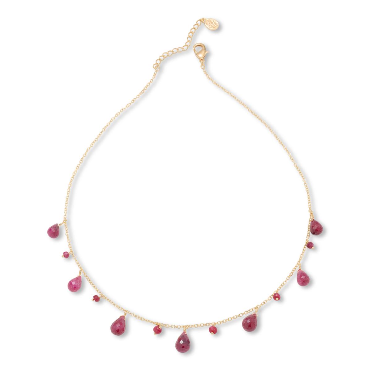 Connie Craig Carroll Goldtone Abigail Red Corundum Charm Necklace, 20"