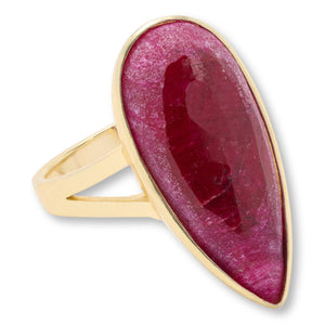 Connie Craig Carroll Jewelry Red Corundum Pear-Shaped Solitaire Ring, Size 6